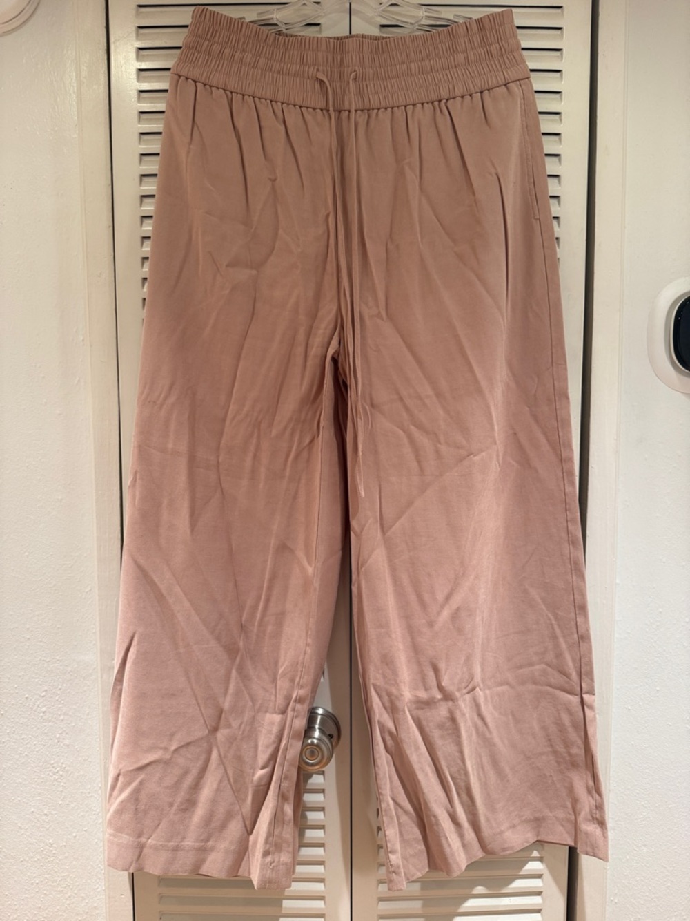 Open Edit Wide Leg Elastic Waist Tan Pants